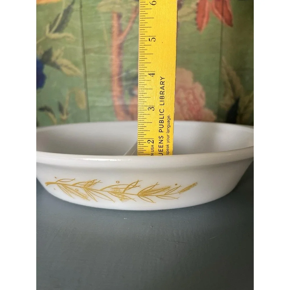 Vtg GlasBake Divided Casserole Dish J-239 Milk Glass USA